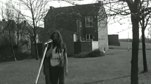 Alan Moore on the site of his childhood home in 1993