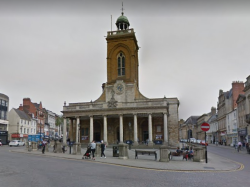 All Saints’ clock up at the top of Gold Street (Google Street View Apr 2019)