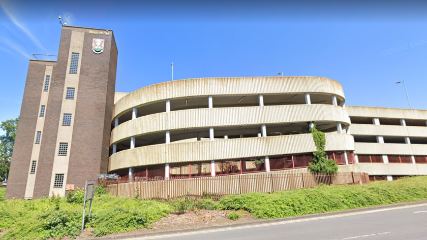 "there rose the five-floor municipal car park" (Google Street View June 2018)
